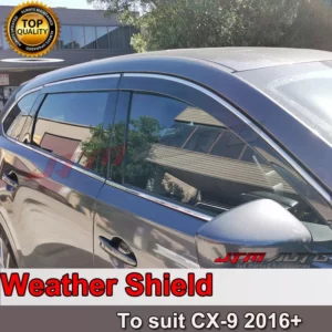 INJ Chrome Weather Shield Weathershield Window Visor for Mazda CX9 2016+