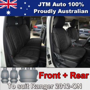 PREMIUM Black PU leather Waterproof Seat Covers for Ford Ranger PX 2012-2018