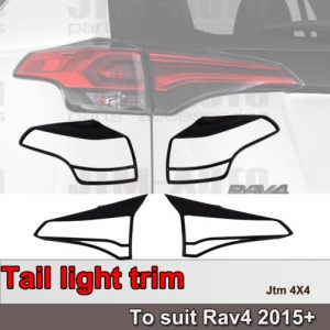Black Tail Light Trim Cover Protector to suit Toyota Rav4 2015-2018