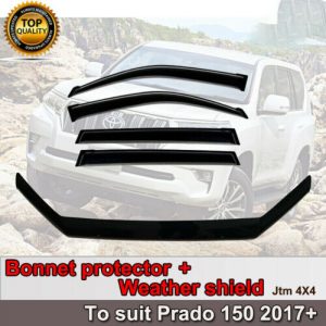 Bonnet Protector Guard + Weather Shield Visor to suit Toyota Prado 150 2017+