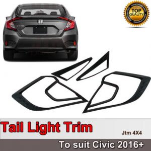 Black Tail Light Cover Protector Trim to suit Honda Civic 2016+