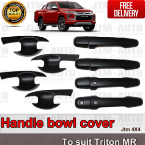 MATT Black Door Handle Bowl Cover Protector For Mitsubishi Triton MR 2018