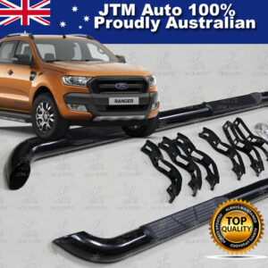 For Ford Ranger T7 PX2 Dual Cab Running Boards Black Steel Side Steps 2015-2022