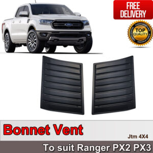 Black Bonnet Vent Cover Raptor Style to suit Ford Ranger PX2 PX3 2015-2020