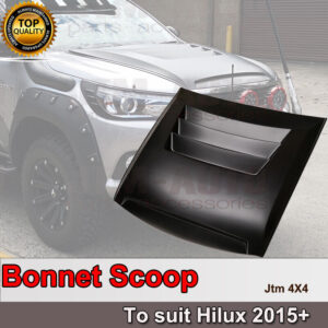 Tonka Style Black Bonnet Scoop Hood to suit Toyota Hilux 2015-2020