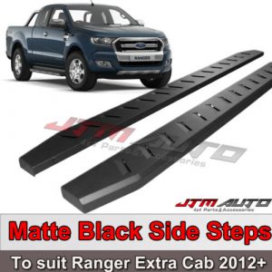 Heavy Duty Steel Black Side Steps to suit Ford Ranger Space Cab PX 2012-2022