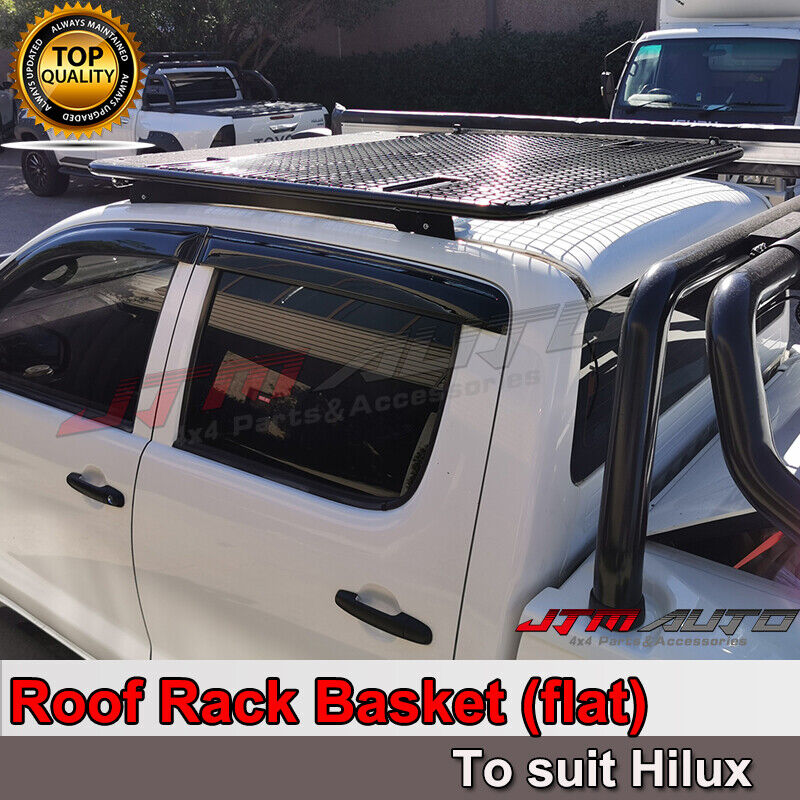 Universal Black Roof Rack Roof Basket (Flat) to suit Toyota Hilux