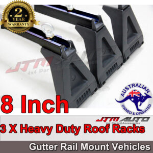 3 X 8“ Black Aluminium Heavy Duty Roof Racks For Gutter Rail Mount Vehicles