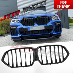 Gloss Black Double M Style Front Bumper Kidney Grill Grille for BMW X6 G06