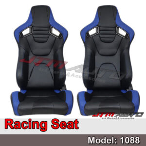 BN PAIR PU Leather BLACK WITH BLUE RACING SPORT SEATS 1088 BK/BL