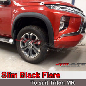 Slim Fender Flares Matte Black Guard Trim to suit Mitsubishi Triton MR 2018+