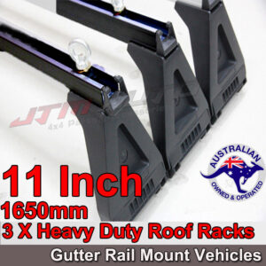3 X 11"165cm Black Aluminium Cross BarRoof Racks For Gutter Rail Mount Vehicles