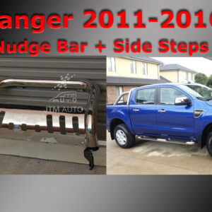 To suit Ford Ranger PX Side Steps + Nudge Bar Stainless Steel 2012-2022